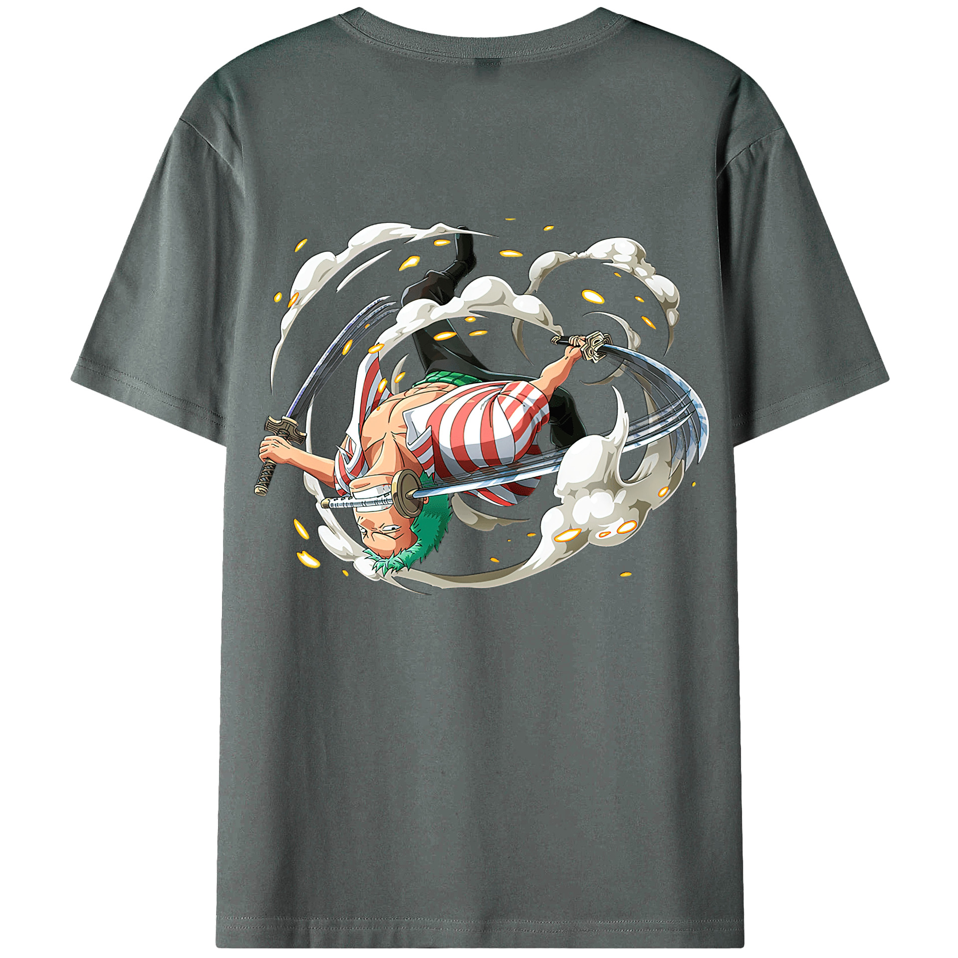 ワンピース ロロノア・ゾロ ONE PIECE Roronoa Zoro 綿100％ メンズ半袖Tシャツ（バックプリント） 通気性